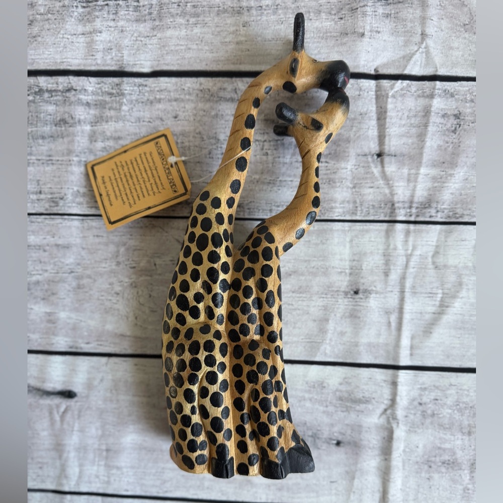 Asia Overland Hand Carved Wood Giraffes Statue Figurine Painted Brown NEW NWT - Picture 2 of 9